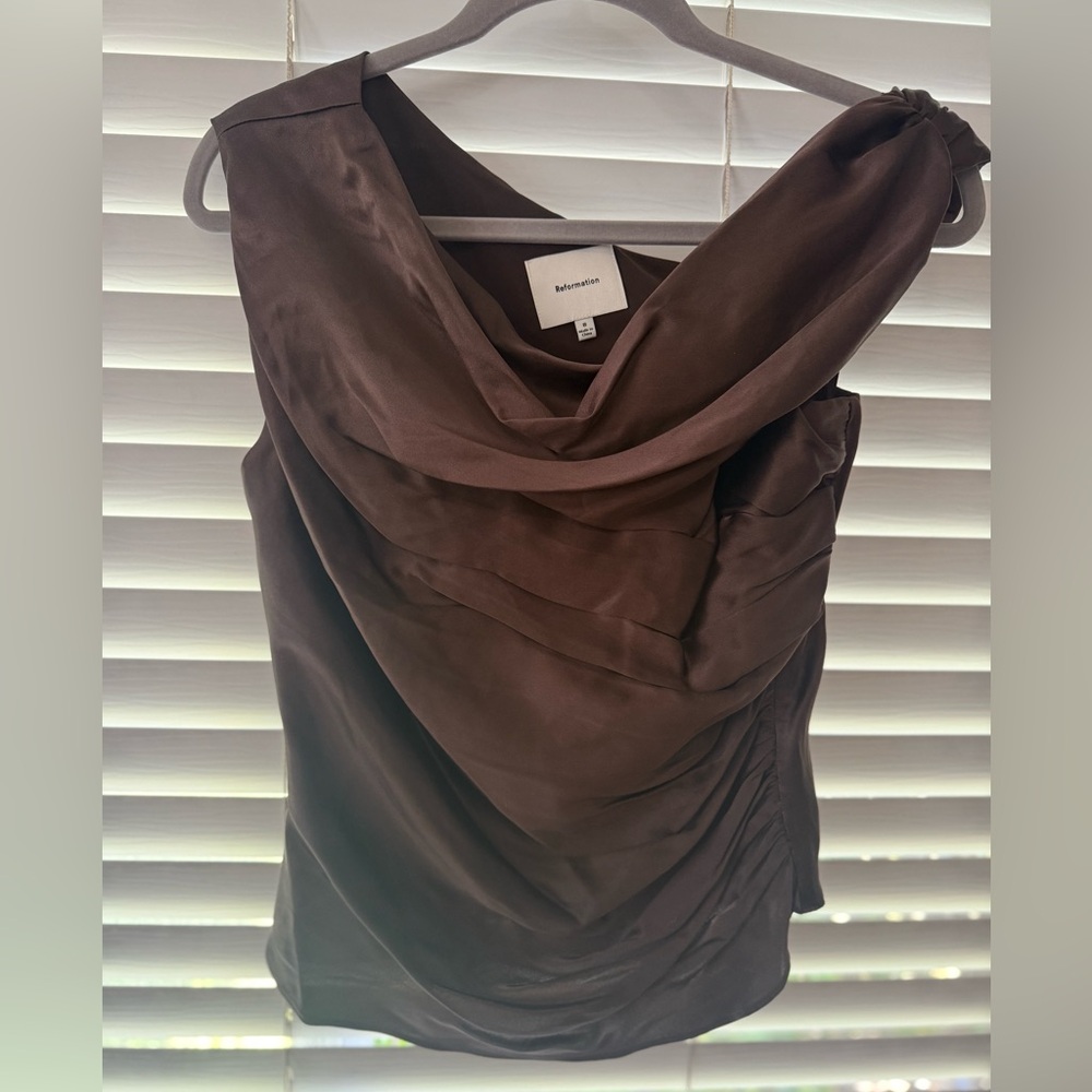 Reformation Chocolate One Shoulder Dress